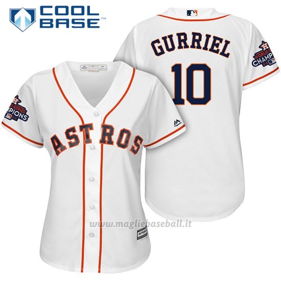 Maglia Baseball Donna Houston Astros 2017 World Series Campione Yuli Gurriel Bianco Cool Base